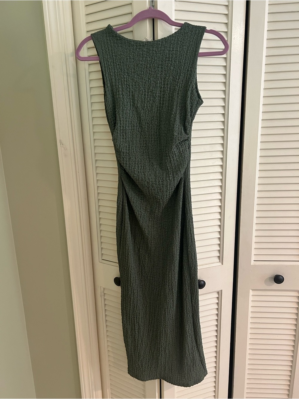 See You Monday Olive Green Sleeveless Midi Dress